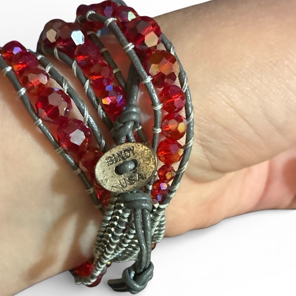 Bindy USA Red Crystal Wrap Bracelet - Picture 2 of 2